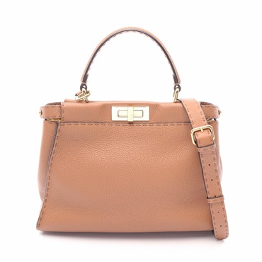 FENDI Peekaboo Regular 2WAY Crossbody Shoulder Handbag 8BN290 leather Brown Used
