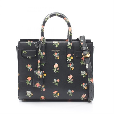 SAINT LAURENT PARIS Sac de Jour Nano Flower Print Crossbody Handbag leather Used