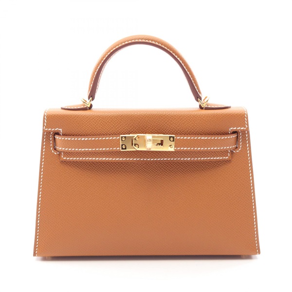 HERMES Mini Kelly II Sellier Shoulder Handbag Epsom leather Gold GHW G