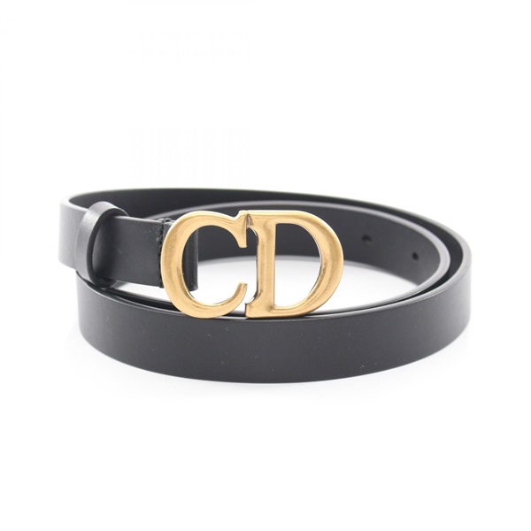 Dior CD logo Buckle Belt GHW leather Black Used Women