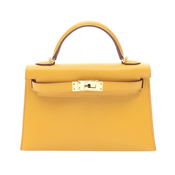HERMES Mini Kelly II Sellier Crossbody Handbag Epsom leather Yellow GHW Used Y