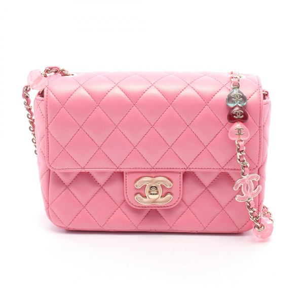 CHANEL Matelasse Mini flap Chain Shoulder Bag AS3783 leather Pink GHW Used Women