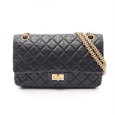 CHANEL 2.55 Matelasse Chain Shoulder Bag A37586 Calfskin Black GHW Used Women