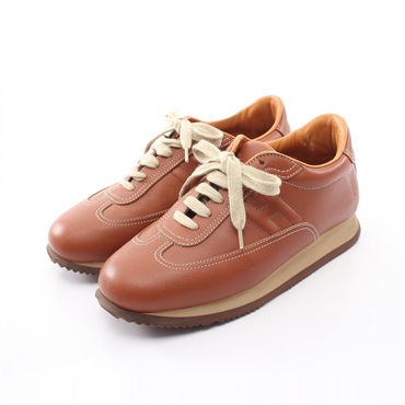 HERMES Quick Sneakers Shoes leather Brown Used Women size 38