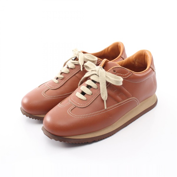 HERMES Quick Sneakers Shoes leather Brown Used Women size 38