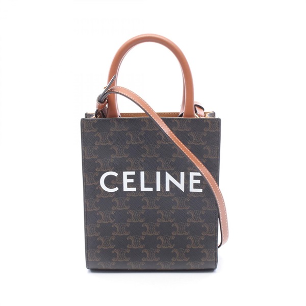 CELINE Mini Vertical Cabas Triomphe 2Way Tote Shoulder Bag 194372 Canvas Used