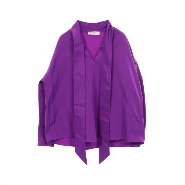 Valentino Shirt with Bow Tie Blouse Long sleeve #42 cotton polyester Purple Used