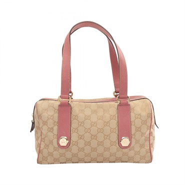 GUCCI GG canvas Shoulder Handbag 152457 Leather Beige Pink Used Women