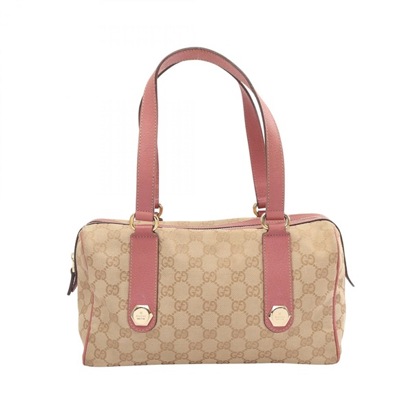 GUCCI GG canvas Shoulder Handbag 152457 Leather Beige Pink Used Women
