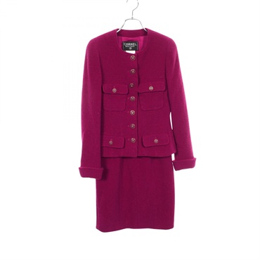 CHANEL COCO Button Setup Skirt Jacket #36 P05436V04291 wool Nylon Pink Used CC