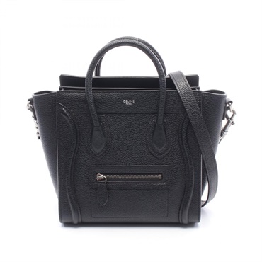 CELINE Luggage Nano Shopper shoulder crossbody Handbag 189243 leather Black Used
