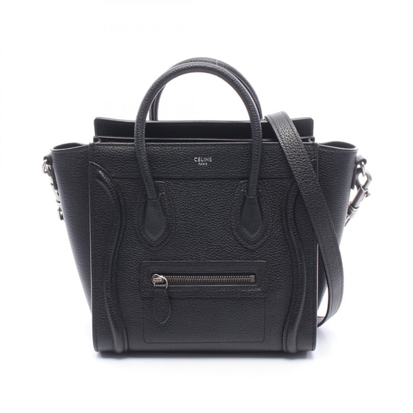 CELINE Luggage Nano Shopper shoulder crossbody Handbag 189243 leather Black Used
