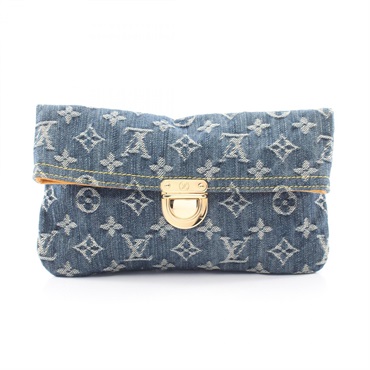 LOUIS VUITTON pochette plat business clutch bag M95007 Monogram denim leather