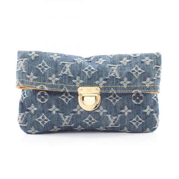LOUIS VUITTON pochette plat business clutch bag M95007 Monogram denim leather