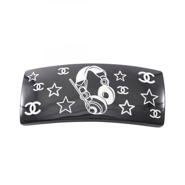 CHANEL COCO Mark Headphones Hair clip accessoires Plastic Black White Used Women