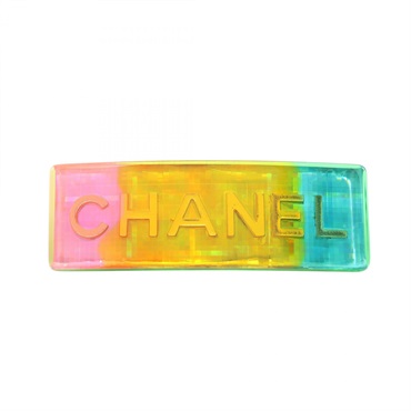 CHANEL logo Hair clip accessory Valletta Resin Multicolor Used Women CC Coco