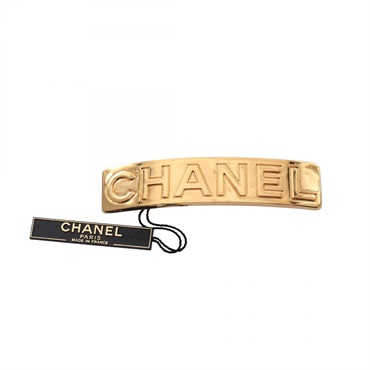 CHANEL Logo Valletta Hair clip accessory Gold Plated Used Women CC Coco