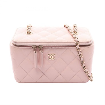 CHANEL Matelasse Small Vanity chain Shoulder crossbody Bag leather Pink Used GHW