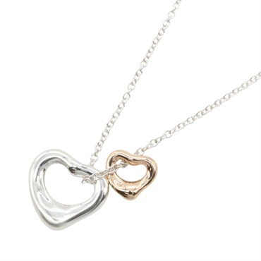 TIFFANY＆CO Double open heart Necklace 18KPG Pink Rose Gold Silver925 Used women