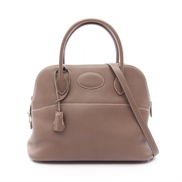 HERMES Bolide 31 Shoulder Handbag Clemence leather Gray Etoupe Grey SHW Used Y