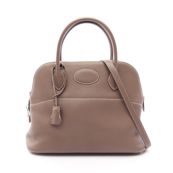 HERMES Bolide 31 Shoulder Handbag Clemence leather Gray Etoupe Grey SHW Used Y