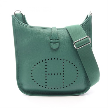 HERMES Evelyne III PM Shoulder Crossbody Bag Clemence leather Green SHW Used G