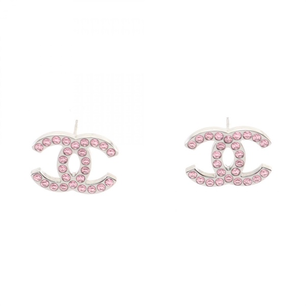 CHANEL COCO Mark B17K Pierced earrings SS Rhinestone Pink Used Women CC