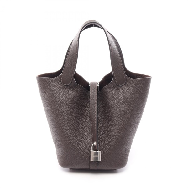 HERMES Picotin Lock PM Tote Handbag Clemence leather Brown Ebene SHW Women K
