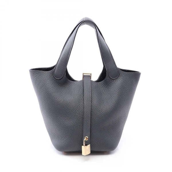 HERMES Picotin Lock PM Handbag Clemence leather Gris misty Used Women GHW G