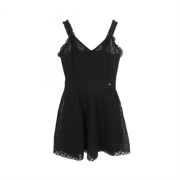 CHANEL COCO Mark button Camellia lace Sleeveless Dress #36 P56109K07334 Nylon CC