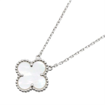 Van Cleef & Arpels Vintage Alhambra Necklace 18KWG Mother of Pearl Used Women