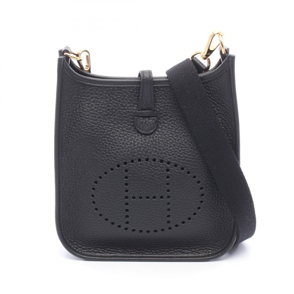 HERMES Evelyne TPM Shoulder Bag Clemence leather Black Used Women GHW W