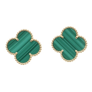 Van Cleef & Arpels Magic Alhambra Malachite Earrings 18KYG Gold Used Women