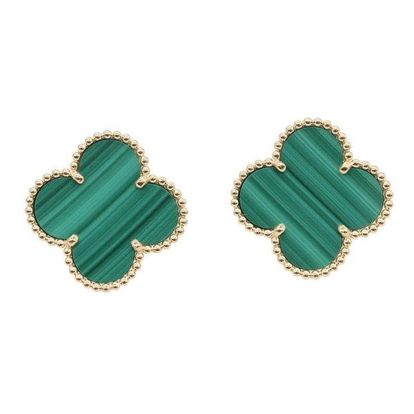 Van Cleef & Arpels Magic Alhambra Malachite Earrings 18KYG Gold Used Women