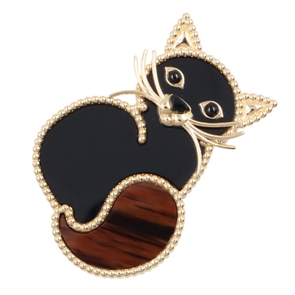 Van Cleef & Arpels Cat Brooch VCARP7UM00 18KYG Yellow Gold Onyx Obsidian Women