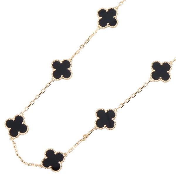 Van Cleef & Arpels Vintage Alhambra 20 Motif Necklace 18KYG Gold Onyx Used women