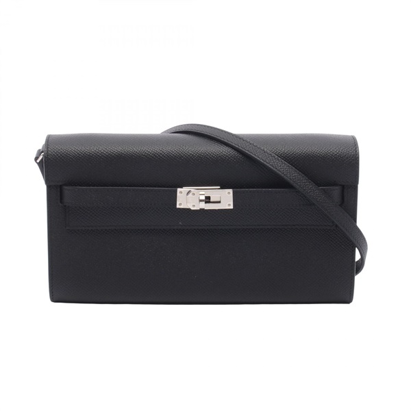 HERMES Kelly to go Shoulder crossbody hand Bag W Epsom Black Used SHW