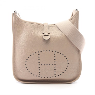 HERMES Evelyne 1 PM Shoulder Bag N Taurillon Clemence Beige Used Women SHW