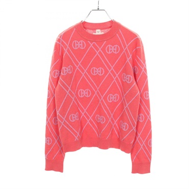 HERMES H Rondo Crew Neck Knitwear Sweater 2E2632DT cashmere Red Purple Used #40