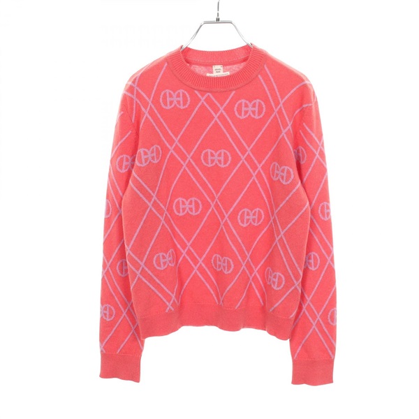 HERMES H Rondo Crew Neck Knitwear Sweater 2E2632DT cashmere Red Purple Used #40