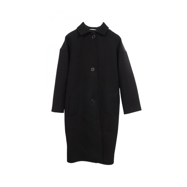 HERMES Serie Button Balmacaan Coat Jacket 4H0131DK wool Black Used Women #34