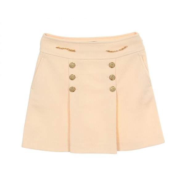 GUCCI Horsebit Mini Skirt #40 wool Beige Used Women