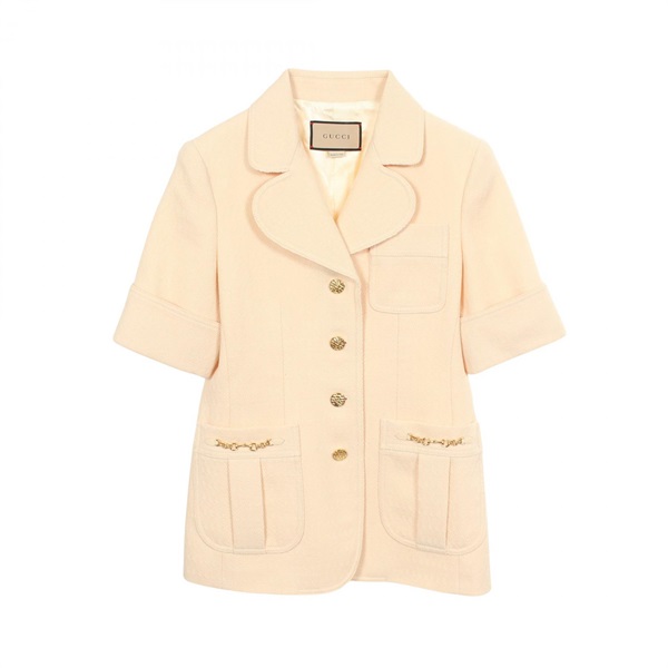 GUCCI Horsebit Short Sleeve Tailored jacket 643288 wool Beige Used Women #42