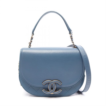 CHANEL Coco Curve Small Matelasse Hand Shoulder Bag A93460 leather Blue Used GHW