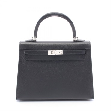 HERMES Kelly 25 Shoulder Handbag Epsom leather Black Used Women SHW Z