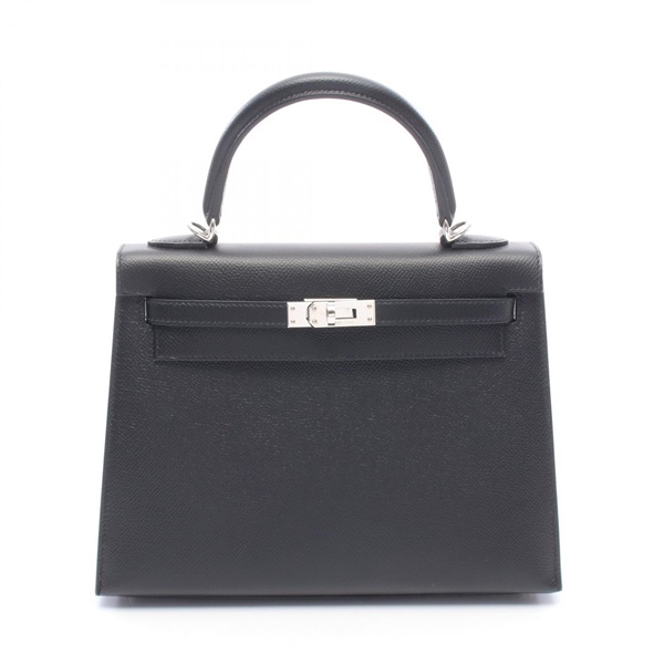 HERMES Kelly 25 Shoulder Handbag Epsom leather Black Used Women SHW Z