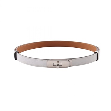 HERMES Kelly Belt Ceinture #105cm Epsom leather White SHW Used Women K