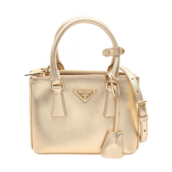 PRADA Galleria Shoulder Crossbody Handbag 1BA906 Saffiano leather Gold Used
