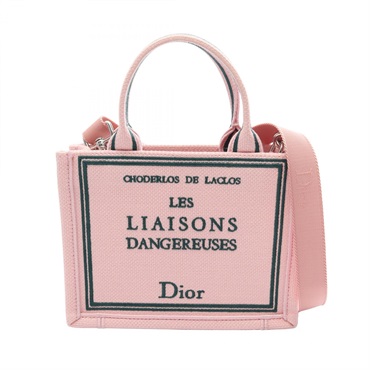 Christain Dior BOOK TOTE Small shoulder crossbody Tote hand Bag canvas Pink