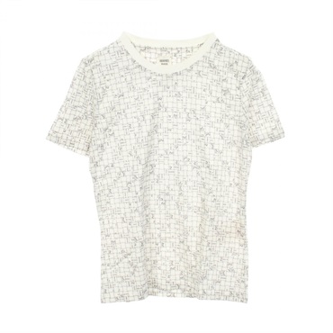 HERMES Bolduc Check Crew Neck T-shirt #38 5E4645DK cotton White White Used Women